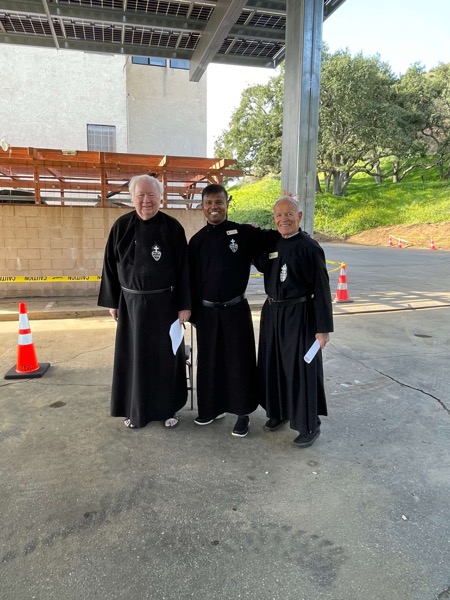 Fr Mike Fr Febin Br John blessing the solar project